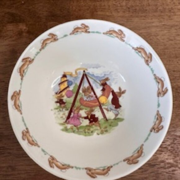 Royal Doulton Bunnykins 3 Piece Nursery Set Vintage Porcelain Dish Set with Box - Picture 6 of 8